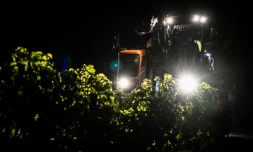 Des vendanges nocturnes dans les vignobles de Tutiac, dans le Val-de-Livenne, en Gironde, le 6 septembre 2023