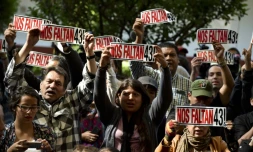 Les parents des 43 étudiants mexicains disparus manifestent le 24 avril 2016 à Mexico