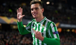 Le milieu argentin Giovanni Lo Celso sous les couleurs du Betis Séville contre Rennes en 16e de finale aller de la Ligue Europa, le 14 février 2019 à Rennes