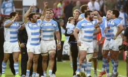 Les joueurs argentins après leur succès face à la Géorgie, le 25 septembre 2015 à Gloucester lors du Mondial