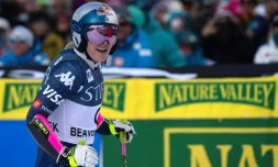 La championne américaine de ski Lindsey Vonn, qui fait son retour à la compétition à Saint-Moritz (Suisse), a été ouvreuse à Beaver Creek (Etats-Unis), le 15 décembre 2024