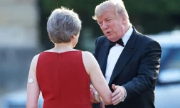 La Première ministre britannique Theresa May reçoit le président américain Donald Trump à Londres, le 12 juillet 2018