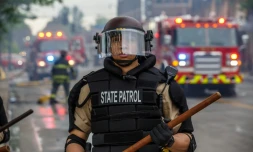 Des policiers dans les rues de Minneapolis, le 29 mai 2020