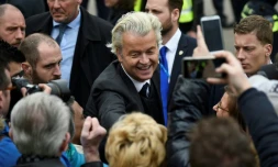 Le député d'extrême droite néerlandais Geert Wilders en campagne le 11 mars à Heerlen
