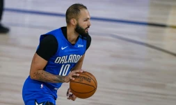 Evan Fournier avec le Magic contre les Indiana Pacers en saison réguliÚre NBA à Orlando, le 4 août 2020
