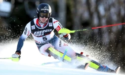 Le Français Clément Noël lors de la 1re manche du slalom de Zagreb, le 5 janvier 2020