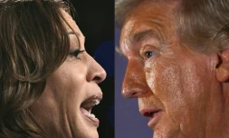 Diptyque présentant Kamala Harris et Donald Trump, candidats à la présidentielle américaine du 5 novembre