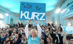 Les partisans du conservateur Sebastian Kurz célÚbrent la victoire, le 29 septembre 2019 à Vienne