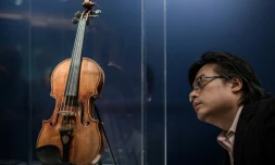 Un violon Stradivarius présenté chez Christie's à Hong Kong, le 24 mai 2014