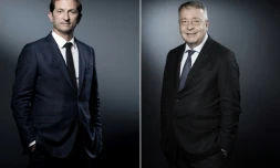 Photomontage réalisé le 3 septembre 2020 des portraits du directeur général de Suez, Bertrand Camus (G) posant le 14 novembre 2019 à Paris et et de celui du PDG de Veolia Antoine Frérot photographié le 10 janvier 2018 à Paris