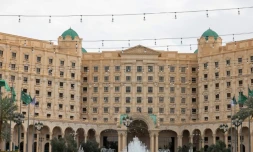L'hotel Ritz-Carlton à Ryad le 24 mars 2025 ou les discussions sont en cours entre la Russie, l'Ukraine et les Etats-Unis pour arriver à un cessez-le-feu