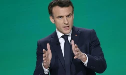 Emmanuel Macron le 17 mars 2022 Ă Aubervilliers