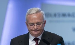 Martin Winterkorn, PDG du groupe automobile allemand Volkswagen (VW) lors d'une conférence de presse annuelle, le 13 mars 2014 à Berlin