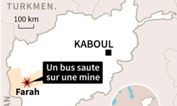 Carte d'Afghanistan localisant Farah et sa province, où un bus a sauté sur une mine dissimulée sur la route