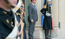 Le président de la République François Hollande, le 22 janvier 2016 sur le perron de l'Elysée