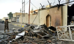 Le consulat iranien incendié, le 28 novembre 2019 à Najaf, en Irak