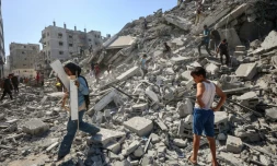 Des ruines dans la ville de Gaza, le 15 septembre 2025