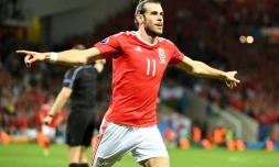 L'attaquant gallois Gareth Wales fête un but contre la Russie à l'Euro, le 20 juin 2016 à Toulouse