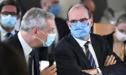 Bruno Le Maire et Jean Castex visitent l'usine Bic, le 14 septembre 2020 à Montévrain