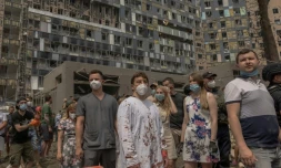 Les décombres de l'hôpital pour enfants Okhmatdyt dévasté par une frappe russe, le 8 juillet 2024 à Kiev