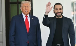 Le président américain Donald celui du Salvador Nayib Bukele à la Maison Blanche à Washington, DC, 14 avril 2025
