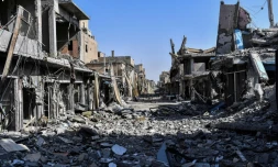 Vue de bâtiments en ruines dans la ville syrienne de Raqa, le 21 octobre 2017