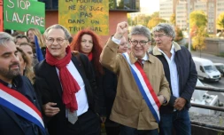 Arrivée de Jean-Luc Mélenchon et ses coprévenus le 19 septembre 2019 au tribunal de Bobigny