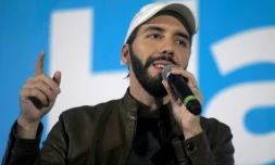 Nayib Bukele, favori des sondages pour la présidentielle de dimanche au Salvador, le 13 janvier 2019 à San Salvador