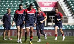 L'équipe d'Angleterre de rugby à l'entraînement à Twickenham, le 25 septembre 2015
