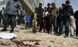 Le site d'un attentat le 29 mars 2016 à Kaboul