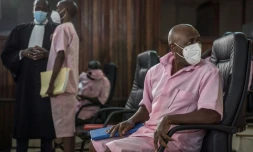 Paul Rusesabagina, qui a inspiré le film Hôtel Rwanda et est devenu un critique du président Paul Kagame , comparaît devant un tribunal de Kigali, le 17 février 2021