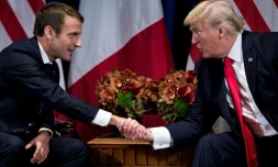 Emmanuel Macron et Donald Trump, le 18 septembre 2017 aux Nations Unies à New York. Le président français retrouve lundi aux Etats-Unis son homologue américain qui le reçoit avec les honneurs d'une "visite d'Etat".
