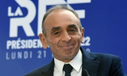 Le candidat ReconquĂȘte! Ă la prĂ©sidentielle Eric Zemmour prĂ©sente son programme Ă©conomique au Medef, le 21 fĂ©vrier 2022 Ă Paris