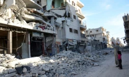 Des bâtiments détruits dans la ville d'Al-Bab le 23 février 2017