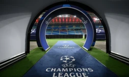 Le tunnel menant à la pelouse du RB Leipzig avant la réception du Paris Saint-Germain le 3 novembre 2021 en match du groupe A de la Ligue des champions
