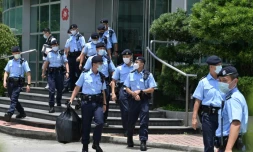 Raid de la police dans les bureaux du journal pro-démocratie Apple Daily, le 17 juin 2021 à Hong Kong