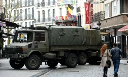 Un véhicule de l'armée belge à Bruxelles, le 27 mars 2016