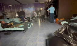 Image vidéo extraite d'un document diffusé par les autorités russes de la région de Krasnodar, montrant des personnes dans un abri d'urgence aprÚs leur évacuation d'une zone visée par un drone ukrainien, le 21 septembre 2024 dans le sud-ouest de la Russie