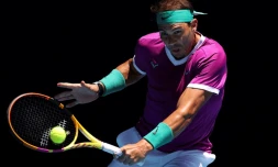 L'Espagnol Rafael Nadal contre l'Allemand Yannick Hanfmann au 2e tour de l'Open d'Australie le 19 janvier à Melbourne