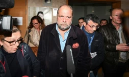 Eric Dupond-Moretti quitte le tribunal d'Aix-en-Provence, le 5 avril 2019