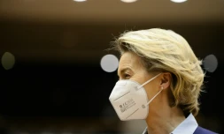 La présidente de la Commission européenne Ursula von der Leyen à Bruxelles le 10 fécrier 2021.