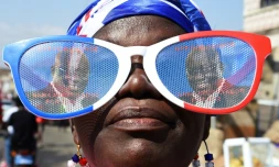 Une partisane du président sortant ghanéen candidat à sa réélection, Nana Akufo-Addo, à Accra le 5 décembre 2020