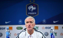 Le sélectionneur de l'équipe de France Didier Deschamps lors d'une conférence de presse à Clairefontaine, le 18 mars 2019