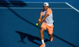 Le Français Lucas Pouille lors du premier tour de l'Open d'Australie, le 16 janvier 2017 à Melbourne