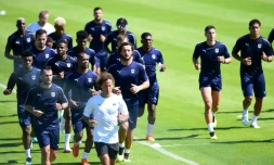 Les Girondins de Bordeaux lors d'un entraînement de reprise au centre du Haillan, le 29 juin 2018