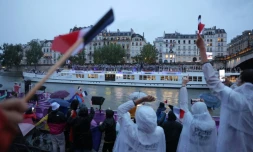 Pendant la cérémonie d'ouverture des Jeux olympiques de Paris le 26 juillet 2024