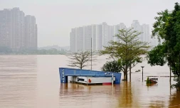 Inondations Ă Qingyuan, dans la province du Guangdong, le 22 avril 2024 dans le sud de la Chine