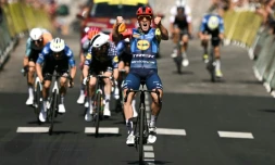 Le Danois Mads Pedersen vainqueur de la 4e étape du Tour de France, le 7 juillet 2026 à Foix