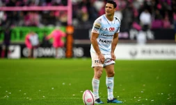 L'ouvreur védette Dan Carter sous le maillot du Racing 92 lors du derby francilien contre le Stade Français, le 30 avril 2017 à Paris