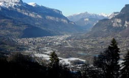 La vallée de l'Arve et Annemasse, le 7 janvier 2015, lors d'un pic de pollution.